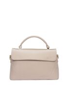 Roze beige leren handtas - 12,5x21x8,5 cm