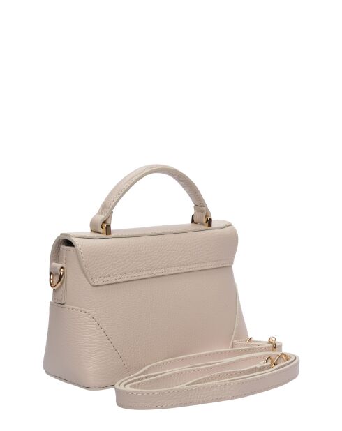 Roze beige leren handtas - 12,5x21x8,5 cm