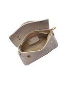 Roze beige leren handtas - 12,5x21x8,5 cm