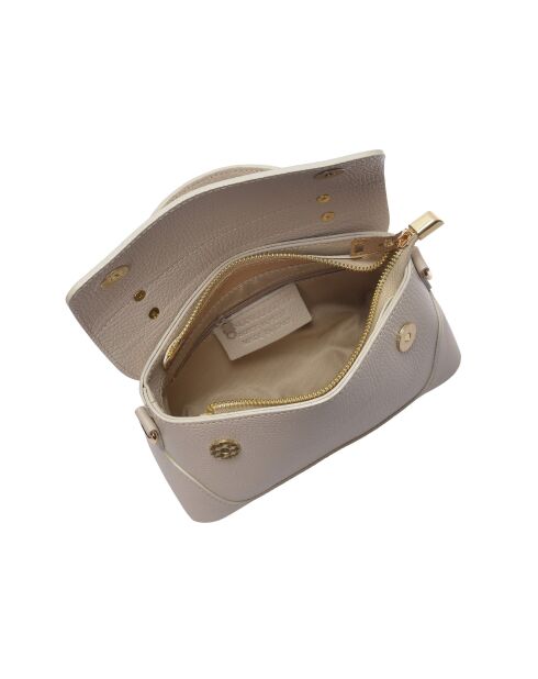 Roze beige leren handtas - 12,5x21x8,5 cm