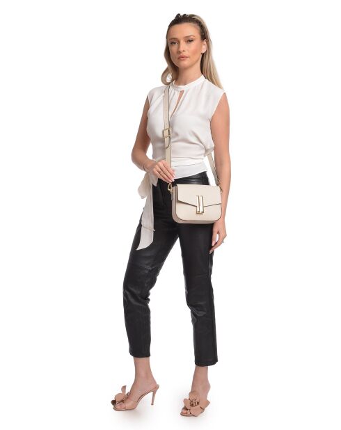 Eugenia beige leren schoudertas - 15x20x6 cm