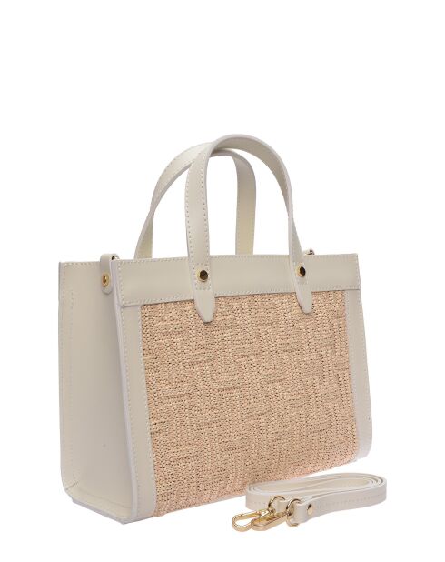 Bolso Kendra de piel beige - 22x28x8 cm