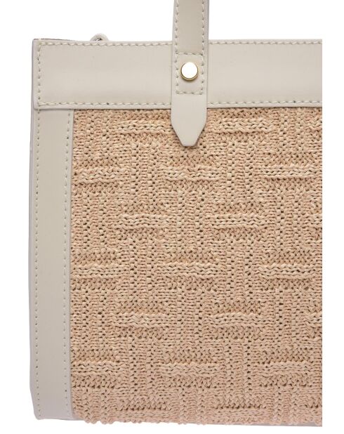 Bolso Kendra de piel beige - 22x28x8 cm