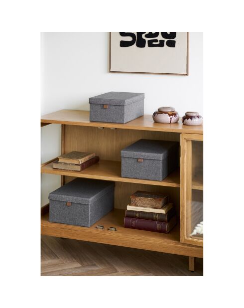 3 scatole portaoggetti in tessuto grigio scuro Noto