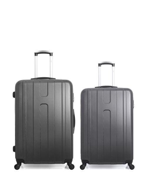 Set mit 2 dunkelgrauen Atlanta Groß- und Wochenendkoffern