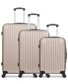 Set di 3 valigie grandi, weekend e cabina beige Carpazi