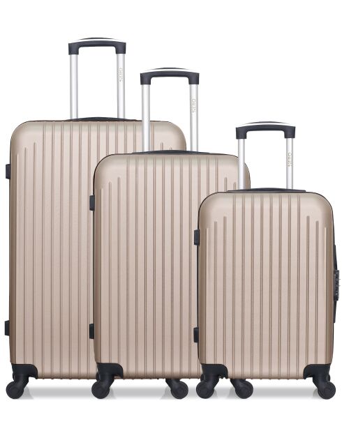 Set di 3 valigie grandi, weekend e cabina beige Carpazi