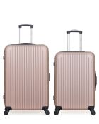 Set van 2 grote koffers en weekendkarpaten roségoud