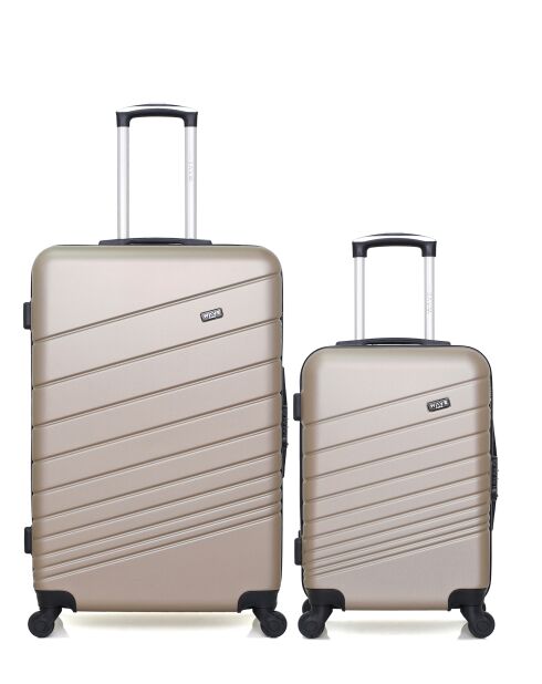 Set aus 2 großen Koffern und beiger Tigerkabine