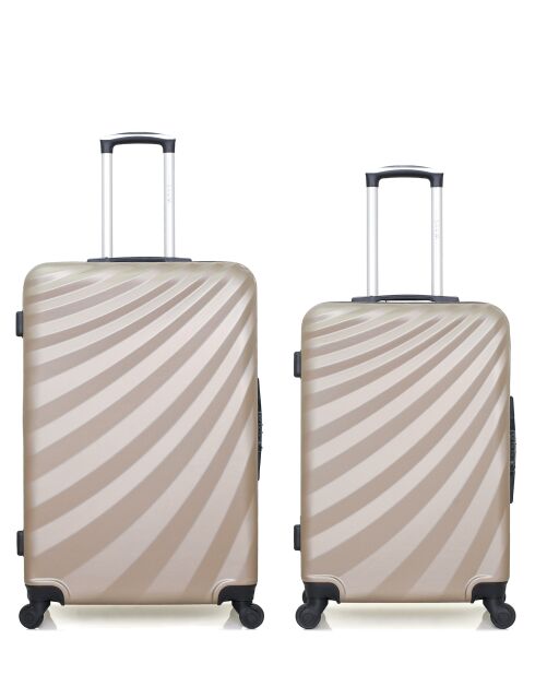 Set di 2 valigie di grandi dimensioni e valigie beige per il weekend del Danubio