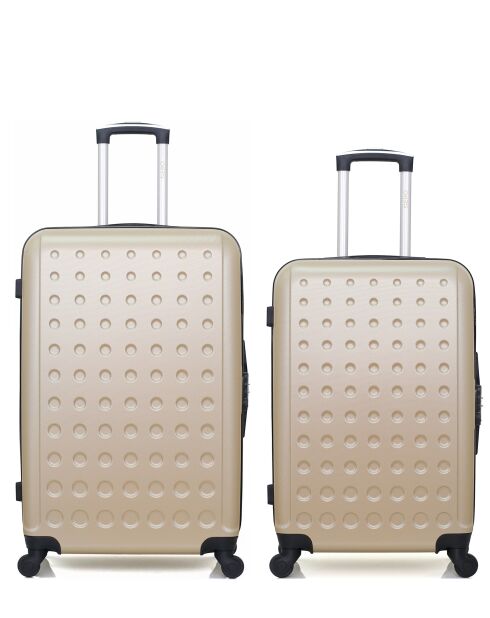 Set van 2 beige Taurus grote koffers en weekendkoffers