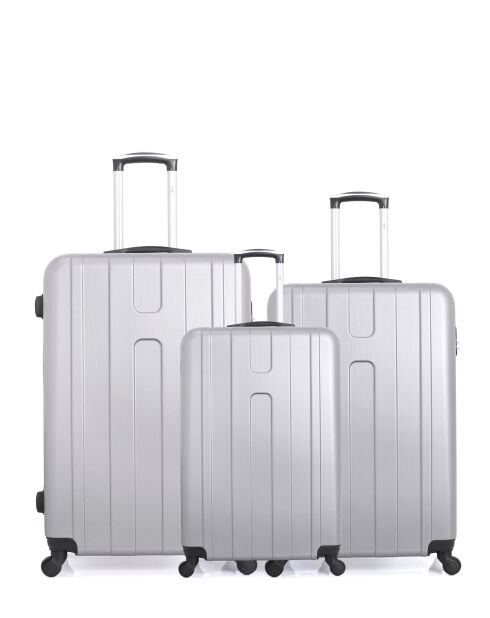 Set van 3 grote koffers, weekend en cabine Atlanta grijs