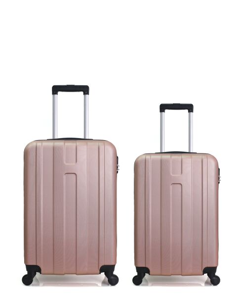 Set aus 2 großen Koffern und Weekend Atlanta Rotgold