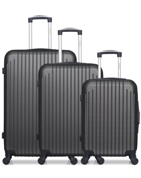 Set mit 3 großen Koffern, Wochenend- und Kabinenkoffer, Karpaten, dunkelgrau