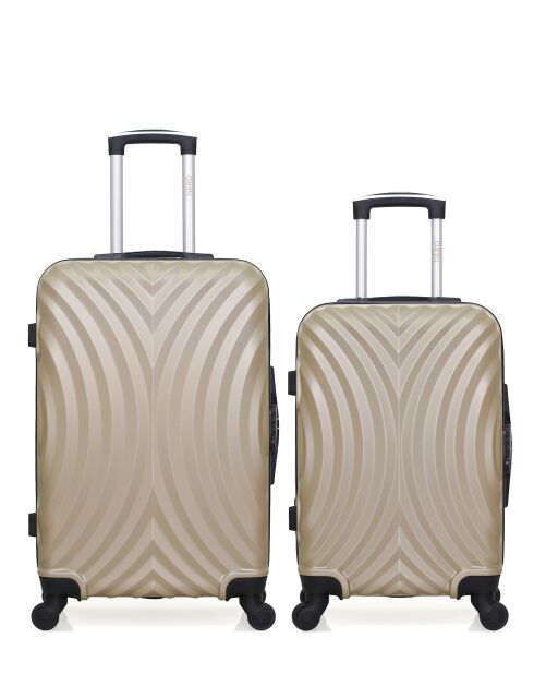 Set van 2 L agos beige weekend- en hutkoffers