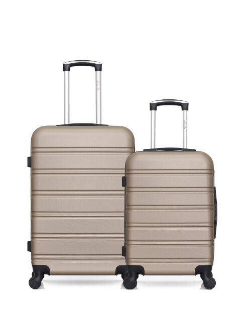 Set mit 2 beigefarbenen Renoso-Wochenend- und Kabinenkoffern