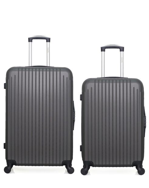 Set van 2 grote koffers en weekendkarpaten donkergrijs