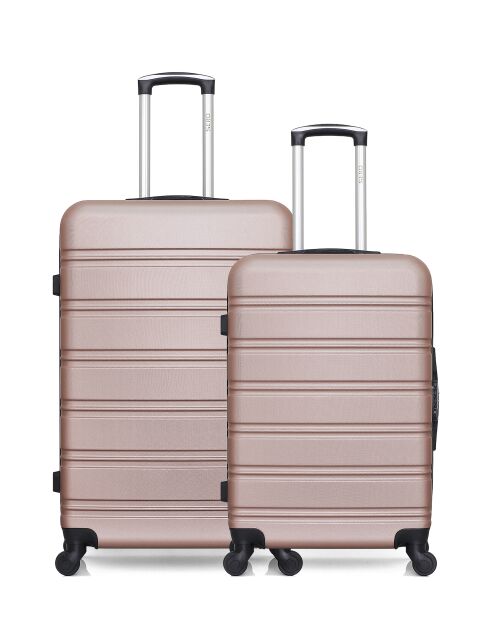 Set van 2 Renoso rosegouden grote koffers en weekendkoffers