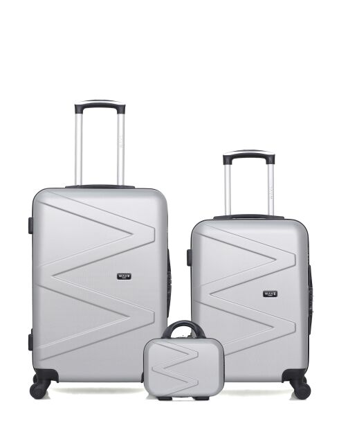 Set mit 2 grauen Amazon-Wochenendkoffern, Kabinen- und Schminkkoffern