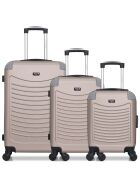 Set van 3 XXS Congo roze gouden weekend-, hut- en hutkoffers