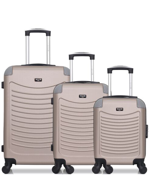 Set van 3 XXS Congo roze gouden weekend-, hut- en hutkoffers