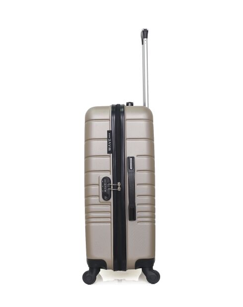 Set aus 2 beigefarbenen Tiger-Wochenend- und Kabinenkoffern