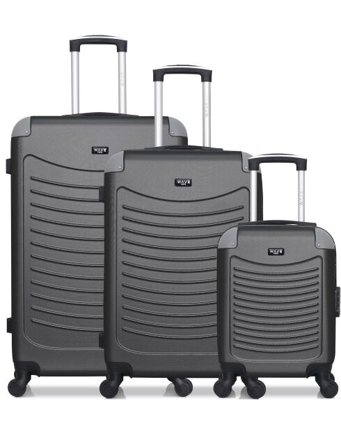 Set van 3 grote koffers, weekend en cabine XXS Congo donkergrijs