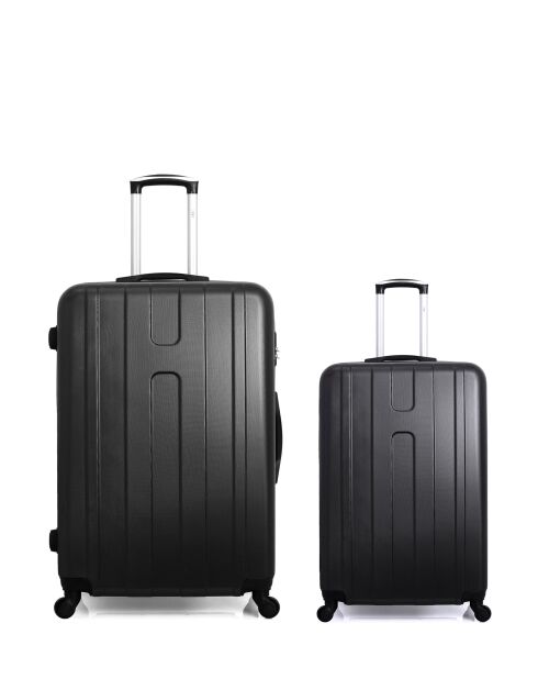 Set van 2 grote zwarte koffers en cabine Atlanta