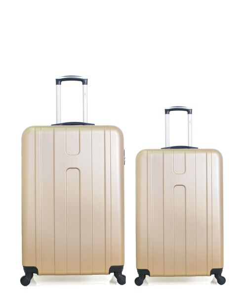 Set mit 2 beigefarbenen Atlanta-Wochenend- und Kabinenkoffern