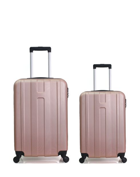 Lot de 2 Valises weekend et cabine Atlanta rose doré