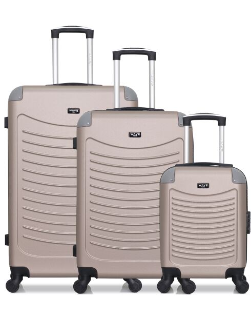Set van 3 grote koffers, weekend en cabine XXS Congo roségoud