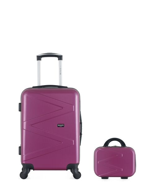 Lot Valise cabine et Vanity Amazone prune