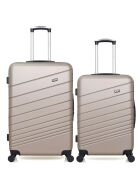 Set aus 2 großen Koffern und beigen Tiger-Wochenendkoffern