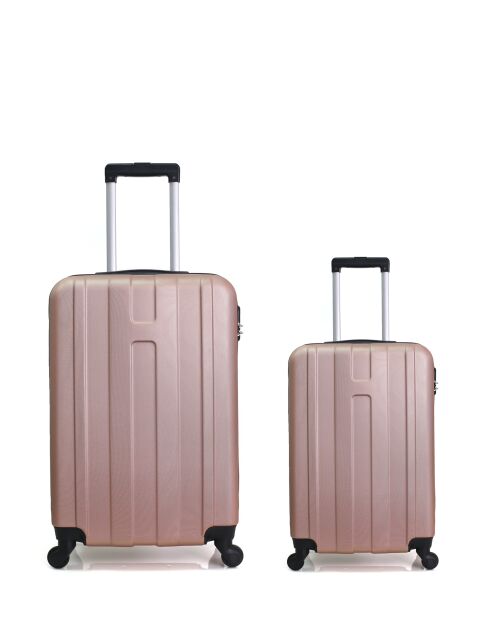 Set mit 2 großen Koffern und Kabine Atlanta Rotgold