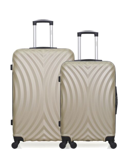 Set di 2 valigie di grandi dimensioni e weekend L agos beige