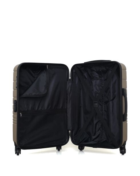 Set aus 2 beigefarbenen Tiger-Wochenend- und Kabinenkoffern