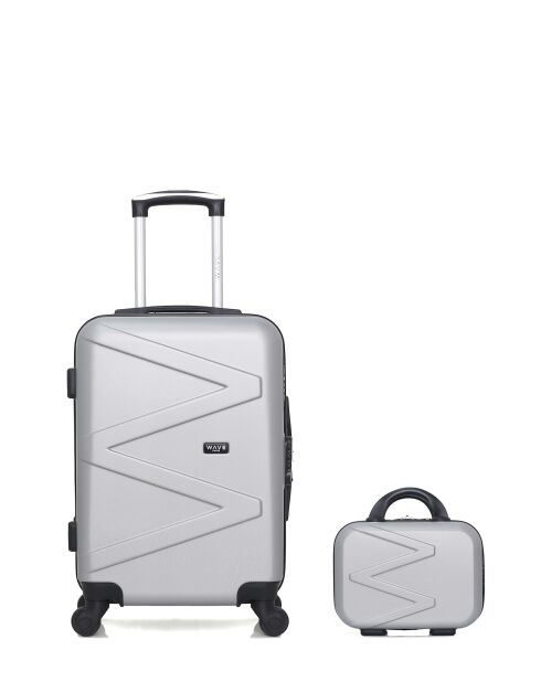 Lot Valise cabine et Vanity Amazone gris