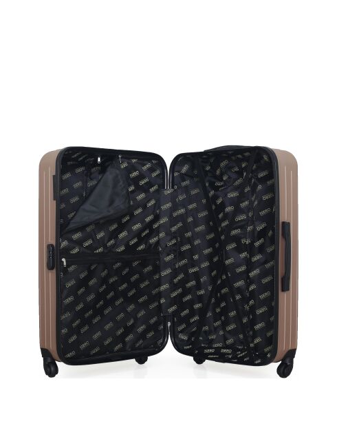 Set van 2 grote koffers en weekendkarpaten roségoud