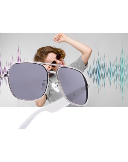 Mogie Smart Glasses Modell Thalos weiß, silber und metallisch grau