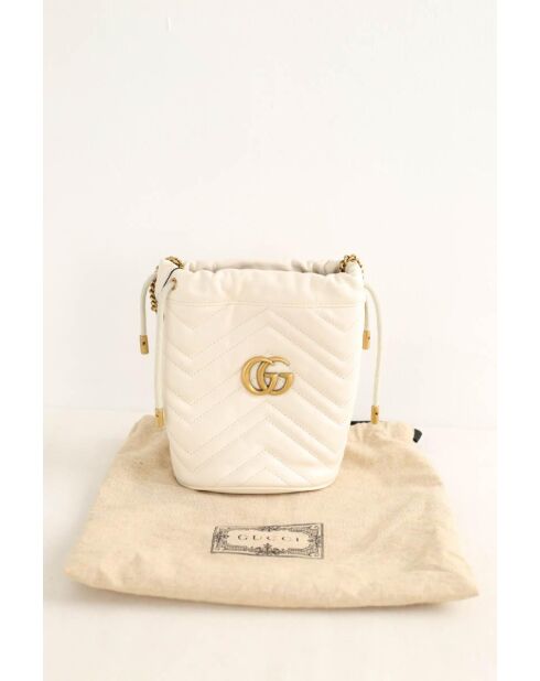 Ecru leren schoudertas - 17x11x18 cm - Zeer goede conditie