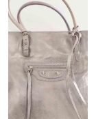 Silberne Lederhandtasche - 28x13x29 cm - Sehr guter Zustand