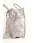 Silberne Lederhandtasche - 28x13x29 cm - Sehr guter Zustand