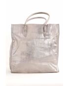 Silberne Lederhandtasche - 28x13x29 cm - Sehr guter Zustand