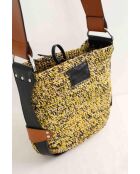 Borsa a tracolla in tessuto giallo - 20x7x23 cm - Ottime condizioni