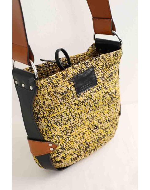 Borsa a tracolla in tessuto giallo - 20x7x23 cm - Ottime condizioni