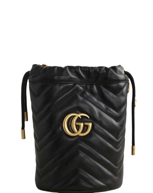 Schwarze Schultertasche aus Leder - 17x11x18 cm - Sehr guter Zustand