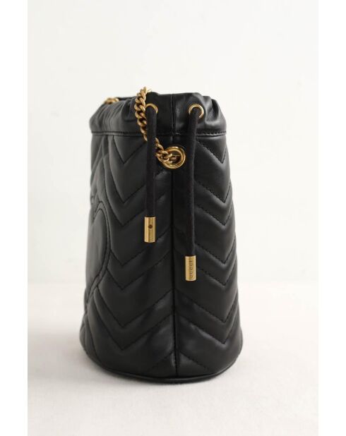 Schwarze Schultertasche aus Leder - 17x11x18 cm - Sehr guter Zustand