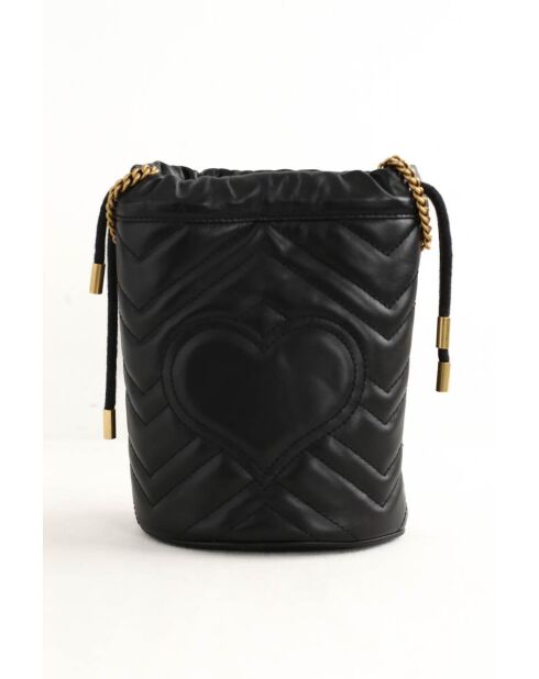 Schwarze Schultertasche aus Leder - 17x11x18 cm - Sehr guter Zustand