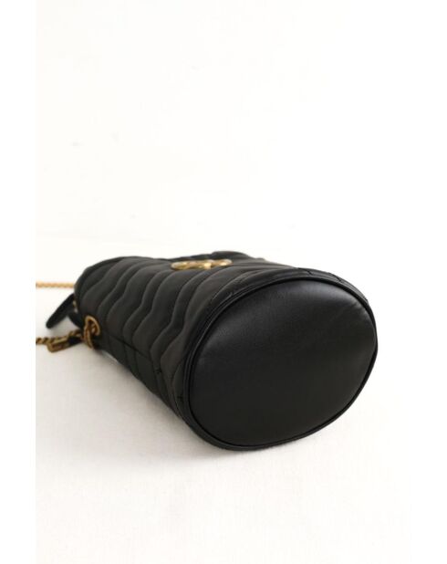 Schwarze Schultertasche aus Leder - 17x11x18 cm - Sehr guter Zustand