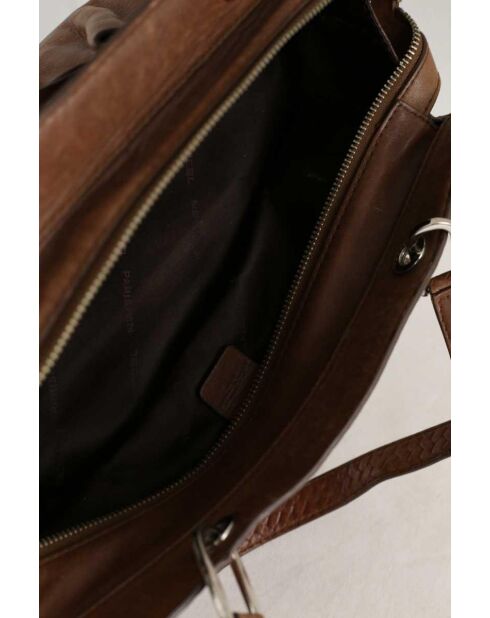 Braune Schultertasche aus Leder - 40x9x18 cm - Guter Zustand